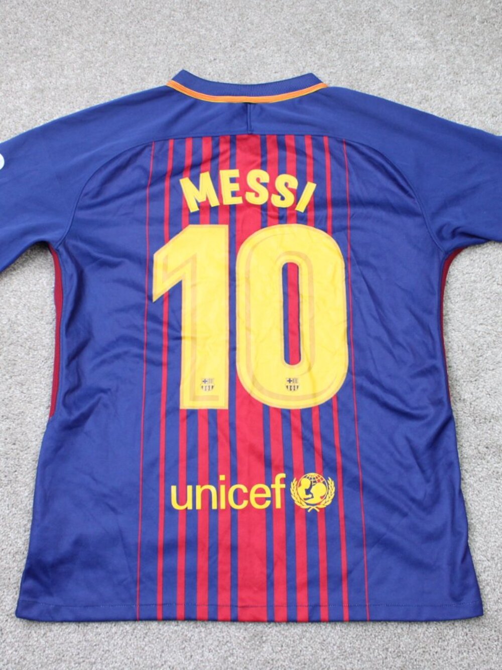 Nike FC Barcelona Messi #10 Jersey Mens Large Blue LaLiga Patch 2017-18 FCB S/S